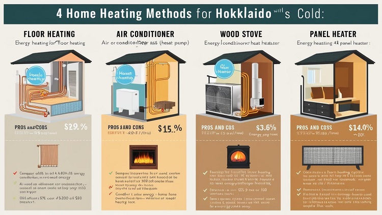 「床暖房 vs エアコン vs 薪ストーブ vs パネルヒーター！北海道の寒さに最適な暖房は？」
